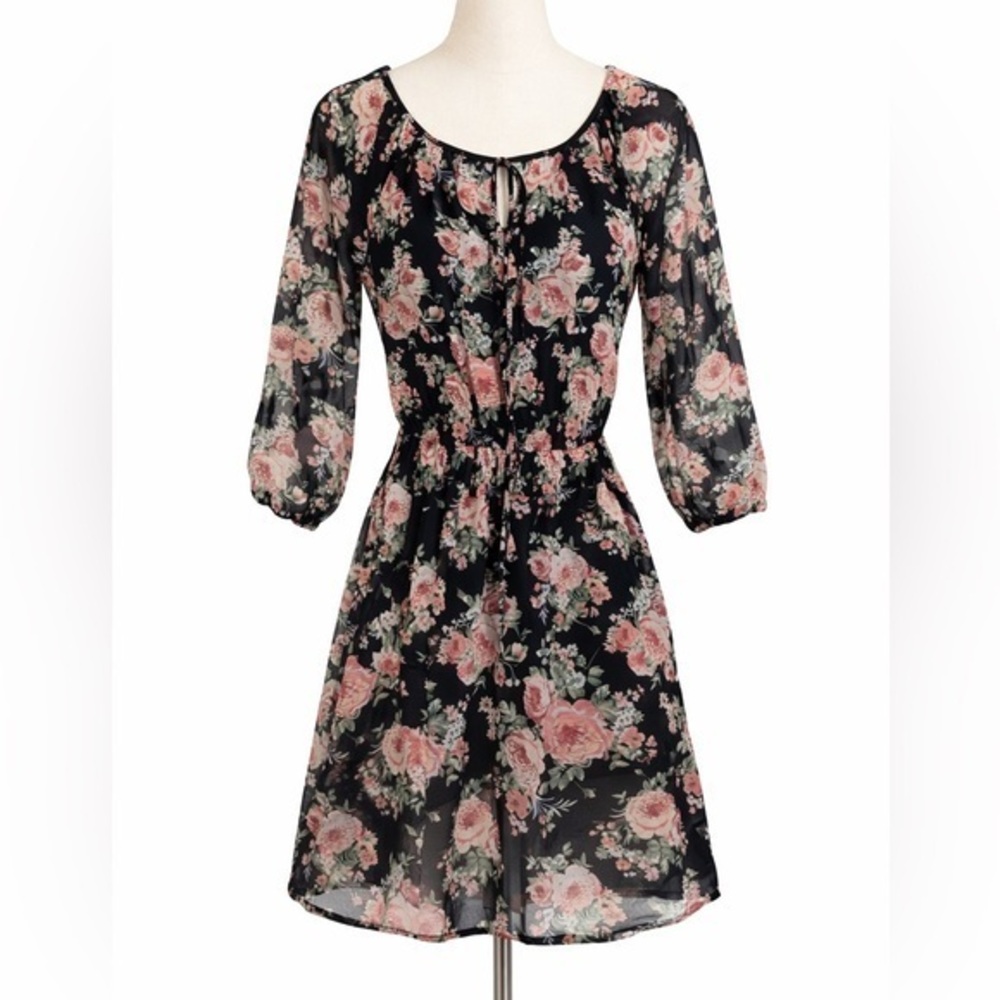 WallFlower Floral Chiffon Mini Dress Small Whimsygoth Boho Grunge Fairycore